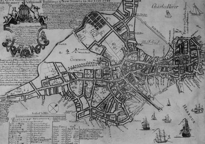 Plan von Boston, Neuengland, 1739 von American School